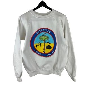 Vintage 1990 Operation Desert Shield Military Colorful Sweatshirt Size S